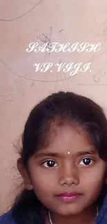 Adorable young girl with a brown background.