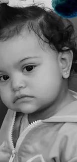 Black and white child portrait wallpaper.