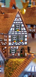 Charming miniature Tudor-style village scene with vibrant houses.