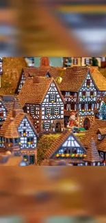 Whimsical miniature village scene with colorful houses.