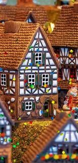 Miniature village with charming houses and earthy color tones.