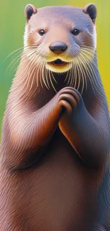 Minimalist art of a smiling otter for mobile wallpaper.