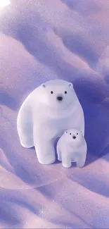 Polar bear duo with stars on a pastel lavender background.