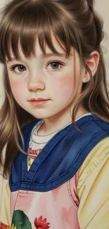 Artistic portrait of a young girl in warm colors, perfect for wallpaper usage.