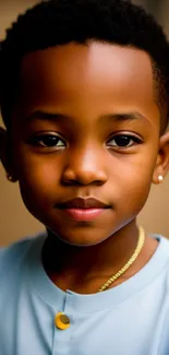 Charming portrait of a young child with a serene expression.