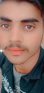 Selfie of a stylish young man with sparkling effects.