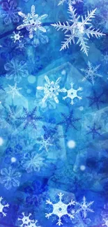 Blue winter wallpaper with snowflakes design