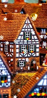 Charming European village with half-timbered houses in festive colors.