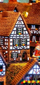 Closeup of charming European village houses and vibrant decor.