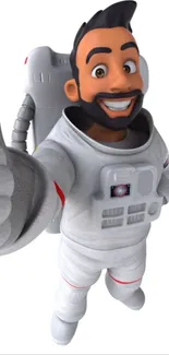 Smiling cartoon astronaut giving a thumbs up.