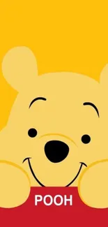 Charming cartoon bear in yellow background wallpaper.