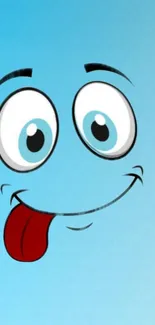 Playful cartoon face with sky blue background