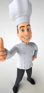 A cartoon chef giving a thumbs-up in a white outfit.