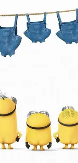 Minions in blue overalls with playful expressions.