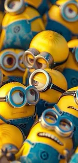 An energetic group of Minions in yellow and blue.