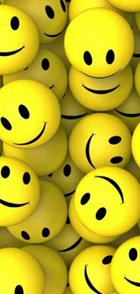 Bright yellow smiley faces mobile wallpaper for a cheerful mood.