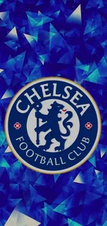 Chelsea FC geometric blue wallpaper with logo.