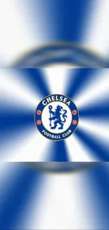 Chelsea FC blue and white dynamic wallpaper with club emblem.