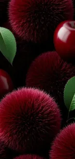 Red cherries and pom poms wallpaper.