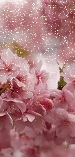 Pink cherry blossom wallpaper with glitter effect