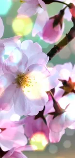 Pink cherry blossoms with dreamy bokeh background.