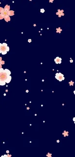 Cherry blossom floral pattern on navy background