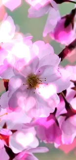 Pink cherry blossoms with soft petals and dreamy hearts.