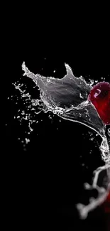 Dynamic cherry splash on a black background.