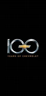 Chevrolet 100 Years black wallpaper with logo.