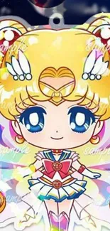 Chibi anime princess with vibrant colors in cartoon style.