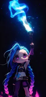 Chibi character holding a glowing orb.