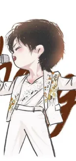 Chibi singer with microphone in anime style.