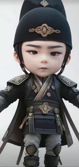 Chibi warrior in decorative black armor.