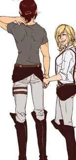 Anime couple illustration in stylish pose.