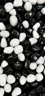 Black and white pebble pattern wallpaper.