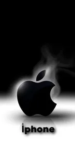 Minimalist black Apple logo wallpaper with a sleek design.