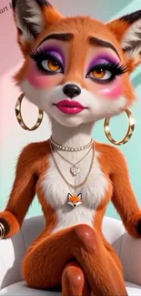 Stylish cartoon fox character with vibrant colors.