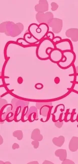 Cute Hello Kitty wallpaper with pink hearts.