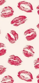 Red lip print pattern wallpaper in a trendy design.