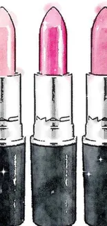 Stylish watercolor lipstick art with pink hues for mobile wallpaper.