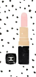 Chic lipstick with polka dot background on mobile wallpaper.