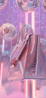 Pink handbag with disco balls and lights