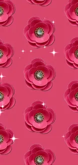 Pink floral pattern wallpaper with elegant design.