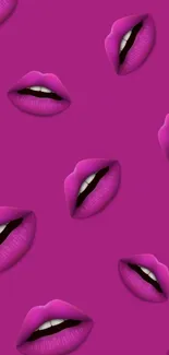 Chic pink lips pattern on magenta background.