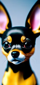 Stylized Chihuahua digital art wallpaper with vibrant colors.