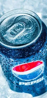 Cold Pepsi can on ice mobile wallpaper.