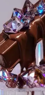 Melted chocolate over gemstones wallpaper