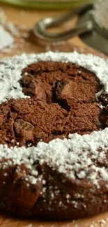 Delicious chocolate cookie dusted with powdered sugar.