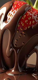 Delicious chocolate-covered strawberry wallpaper.