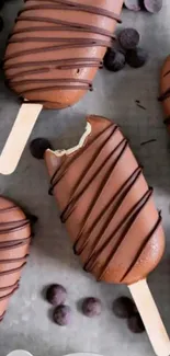Chocolate ice cream wallpaper with drizzled cocoa.